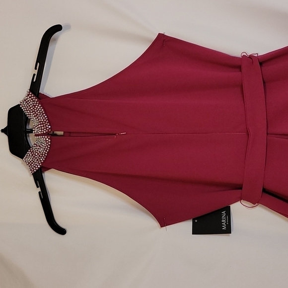 MARINA Halter Jewel Neck  Fuschia Color Jumpsuit - Picture 14 of 16